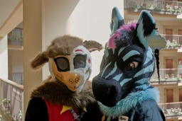 (1/2) Scrumble and Ziggy outside of our room