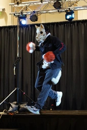 (1/4) at the dance comp, a contestant sliding forward on their heel
