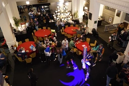 a shot from the main lobby area from the upper balcony