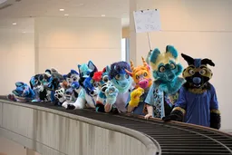 (2/6) blue dog group photo, over the balcony