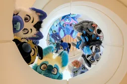 (4/6) blue dog group photo, spiral staircase 2
